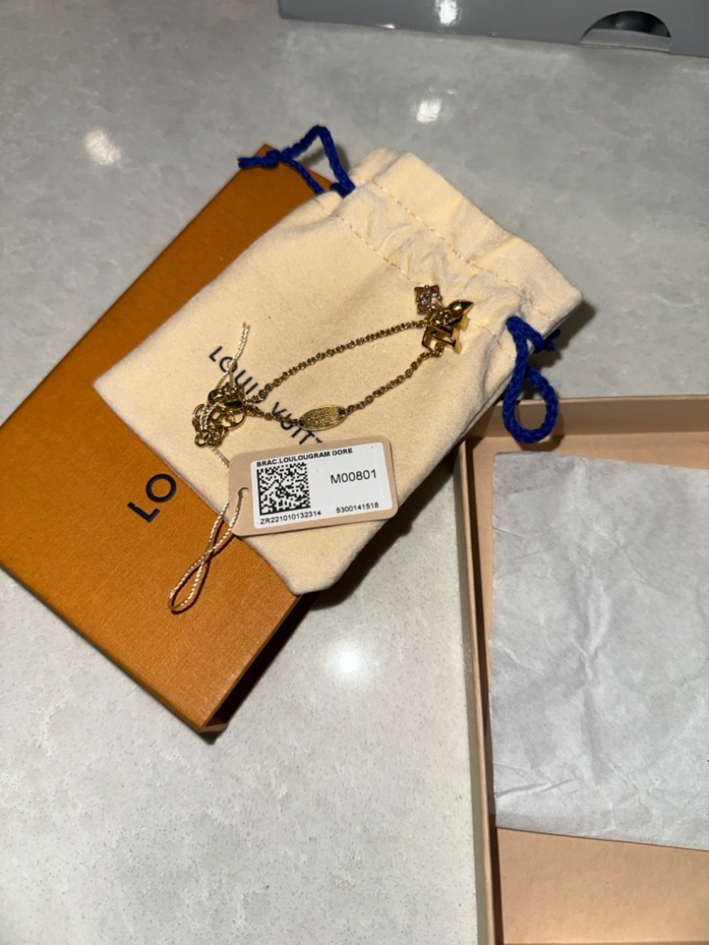 Louis Vuitton Gold and Pink Crystal LV Charm Bracelet - Picture 10 of 14